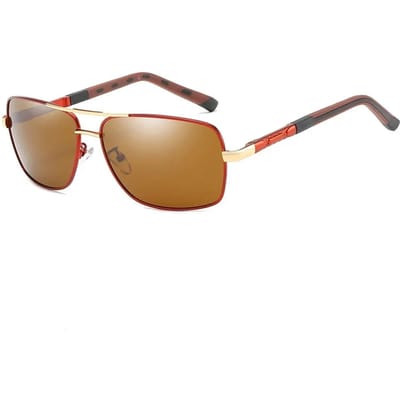 Heren Vintage Aluminium Gepolariseerde Zonnebril Klassiek Zonnebril Gecoate Lens Rijden Bril Voor Mannen/Vrouwen brown
