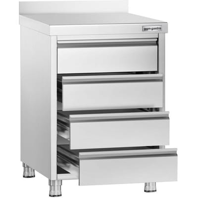 GGM Gastro Schubladenschrank PREMIUM mit 4 Schubladen & Aufkantung - 500x700mm Zilver