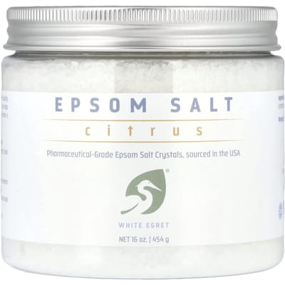 White Egret Personal Care, Epsom Salt, Citrus, 16 oz (454 g) white