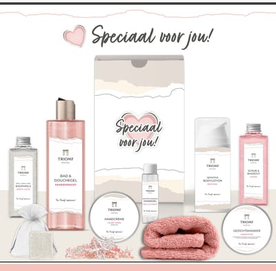 Geschenkset “Speciaal voor jou!” - 9 producten - 790 gram - Giftset voor haar - Luxe wellness cadeaubox - Cadeau Vrouw - Gift Set Valentijn - Geschenk verjaardag - Bedankt - Moederdag - Cadeaupakket Kerst - Kerstpakket - Collega Vriendin Moeder Roze