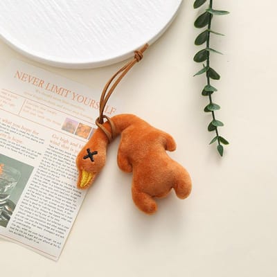 Schattige pluche gebraden eend hanger pop pop hanger pop gans hanger tas Rugzak Auto sleutelhanger accessoires Spiegel Decoratie beige