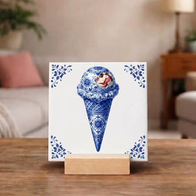 Delftsblauw Tegeltje 11x11 IJsje in Hoorn – Keuken Decoratie en Foodie Cadeau
