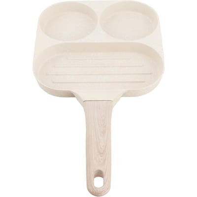 3 in 1 Ontbijtpan Anti-aanbak Aluminiumlegering Arbeidsbesparend Pannenkoekenkoekenpan voor Ei Bacon Gasfornuis white