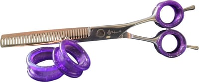 Effileerschaar 18,5 cm - Professionele Kappers- en Hondentrimschaar van Professor Q met Paarse Schaarringen