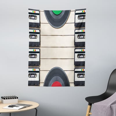 ABAKUHAUS Indie Wandtapijt, Audiocassette-opnamen, 110 x 150 cm, Crème