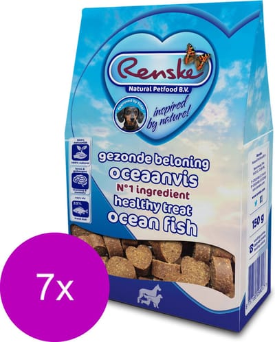 7x Renske Gezonde Beloning Hartjes Vis 150 gr