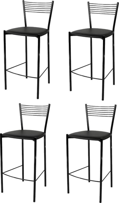 Tommychairs Elegance - Eetkamerstoelen - Set van 4 - Zwart - Kunstleer & Metaal