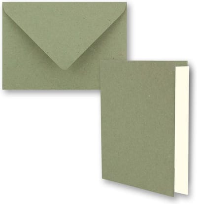 25 stuks Groene Vintage Kraft Vouwkaarten Set DIN A6 met Enveloppen en Blanco Inleggers