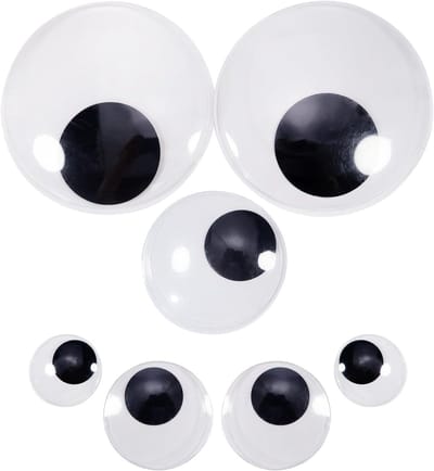 Pack van 10 Wobble Eyes, Zelfklevende Grote 50 mm tot 150 mm, Rond, Googly Ogen, Plastic Poppenogen, DIY Scrapbooking en Creatieve Knutselprojecten