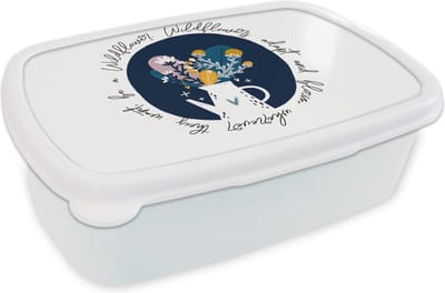 Broodtrommel Wit - Lunchbox - Brooddoos - Quotes - Wildflowers adapt and bloom wherever they want, be a Wildflower - Spreuken - 18x12x6 cm - Volwassenen