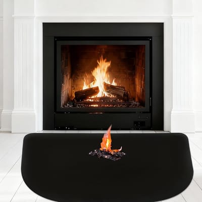 Onderlegger voor kachel - Vonkbescherming mat - Vloer beschermen - Hittebestendig tot 1093°C - 50 x 80 cm - Zwart