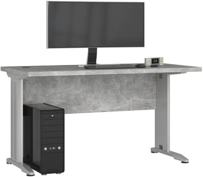 Bureau BM-135 / Computerbureau / Computer Tafel / Vrijstaand Bureautafel met Metalen Poten / Beton Grijs / 135 x 76 x 60 cm