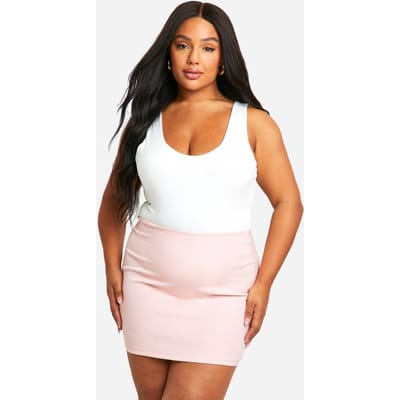 boohoo Dames Plus geweven Micro Mini Rok | Baby Roze | Maat: 48
