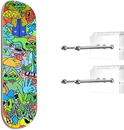 Skateboard Muurbeugel - Hanger Rek - Veilig Opbergen - Krasvrij Ontwerp - 8.5 x 6 x 2 cm - Transparant