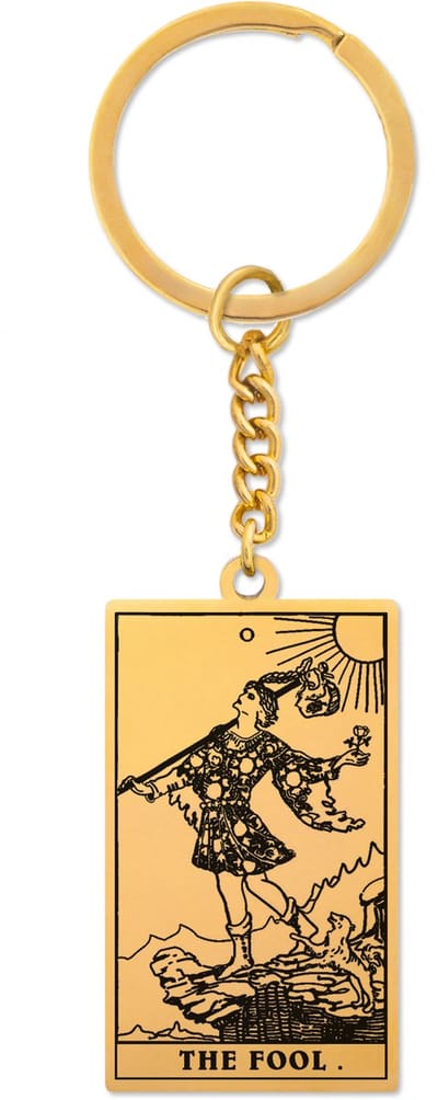 Tarot Sleutelhanger 0: De Dwaas / The Fool - Goudkleurig Stainless Steel - Grote Arcana uit Rider-Waite Geïnspireerd - Pax Amare