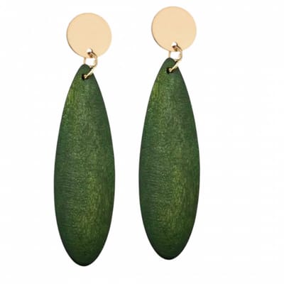 Clip oorbellen- Luci -groen hout -goudkleurig- geen gaatje- Charme Bijoux