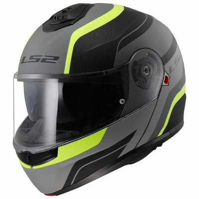 LS2 FF908 Strobe II Monza Mat Zwart H-V Geel 06 Systeemhelm - Maat S - Helm