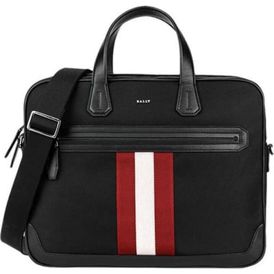 Bally Klassieke Rood-Wit Gestreepte Commuter Aktetas Stof Schoudertas Heren tassen Zwart CHANDOS-SM-TSP-10 Basic Set (Bag+Dust Bag)
