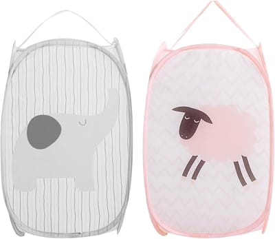 Pop-up wasmand, gaas, 30 x 30 x 50 cm, wasmand waskorven met handgrepen, stoffen mand, statiegeldflessen, collectie