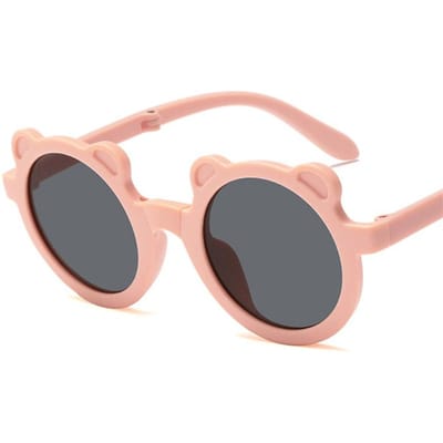 Lunettes de soleil rondes pliables petit ours pour fille et garçon avec boîte Lunettes de soleil classiques vintage avec étui Lunettes portables UV400 only 1pcs sunglasses