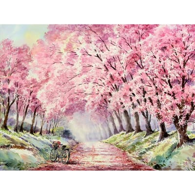 Diamant borduurwerk landschap boom bos diamant schilderij kruissteek strass mozaïek decoratie 20X30CM pink