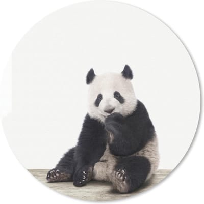 Muismat rond 20x20 cm - Mousepad Dieren - Panda - Zwart - Wit - Ronde muismatten