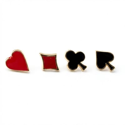 4-delige Poker Broche Set – Stijlvolle Kaartensymbolen Reversspelden