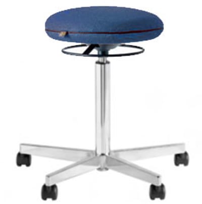 Ergonomische werkkruk - Zit sta kruk - Blazer Blauw - Wielen - Gepolijst Aluminium Voetplaat