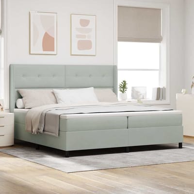 vidaXL - Boxspring - bed - met - hoofdeinde - Lichtgrijs - 200 - x - 200 - cm - Fluweel