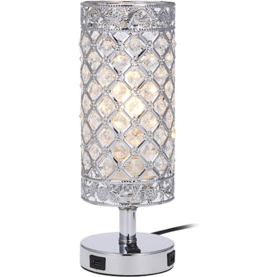 Tomshine Crystal Nachtkastje Lamp Decoratieve Bureaulamp met Dubbele USB Oplaadpoort Modern EU Plug