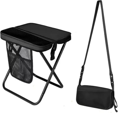 Thijox - Draagbare Klapkruk Campingkruk - Opvouwbare Mini Stoel voor Buiten - Telecopische Kruk voor Reizen, Vissen, Picknick - Lichtgewicht Zwart