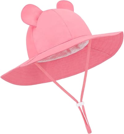 Baby Zonnehoed - Zomerse Pet - Bescherming Tegen Zon - Met Oren Decoratie - 48 cm Hoofdomtrek - Blauw