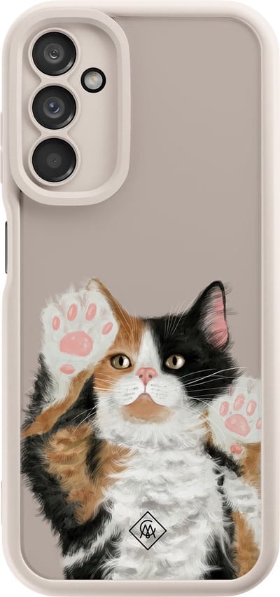 Casimoda® hoesje - Geschikt voor Samsung Galaxy A14 5G - Kat - Zwart TPU Backcover - Kat - Bruin/beige