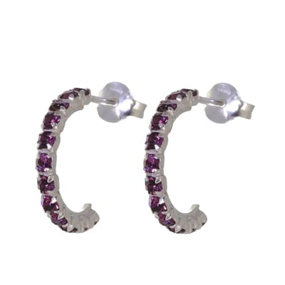Behave – Oorbellen – 925 Sterling Zilveren Oorringen met Aubergine Paars Kristal steentjes