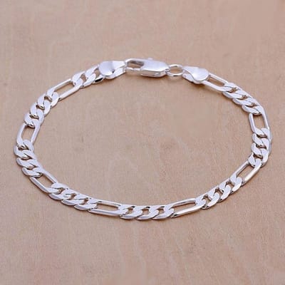Bruiloft Mooi Cadeau Zilverkleurig 6MM Ketting Mannen Vrouwen Sieraden Mode Mooie Armbanden gestempeld