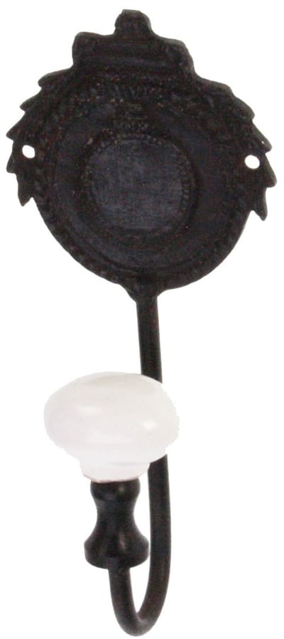 Haak met pors. knop, bruin 6x4x14cm