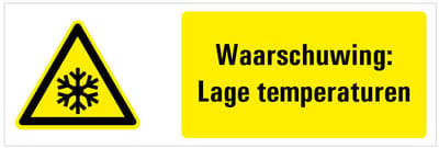 Tekstbord waarschuwing lage temperaturen - kunststof 200 x 75 mm