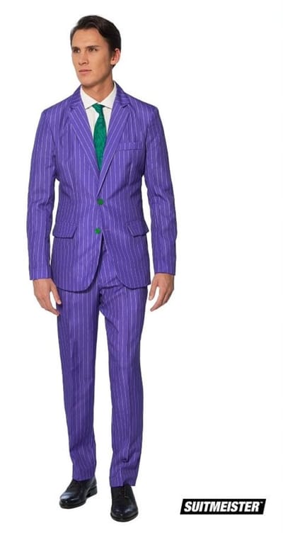 Suitmeister The Joker - Heren Pak - Halloween Kostuum - Verkleedkleding - Carnavalskleding - Batman DC Comics - Paars - Maat S