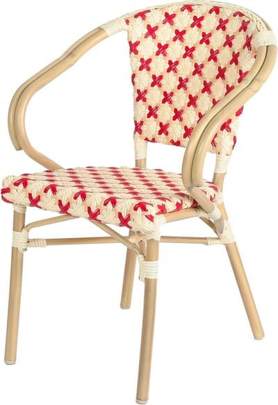 Terrasstoel Polyrotan - Buitenstoel Tuinstoel - Buiten Ontspannen - Stapelbaar Ontwerp - 60 x 57 x 82 cm - Rood