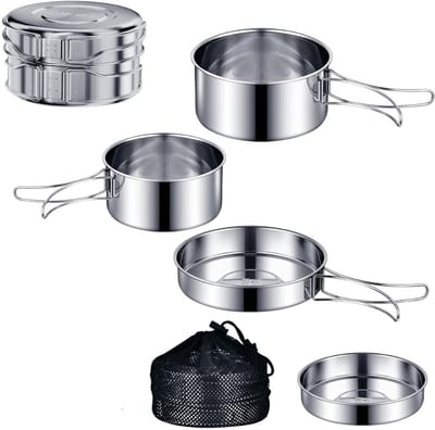 ZRSS® Camping Pannenset - Kookset - Kamperen - Campingpan - RVS