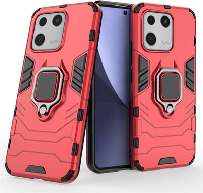 MobyDefend Hoesje - Geschikt voor Xiaomi 13 - Dubbelgelaagde Pantsercase Met Standaard - Rood