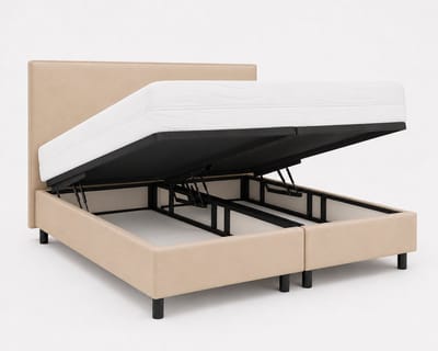 Opberg Boxspring Savelle - 90x200 Compleet - Creme - Luxe Living Home