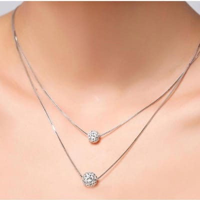 Delysia King Dubbele Bal Halsketting Hanger Vrouwelijke Korte Eenvoudige Sleutelbeenketting beige