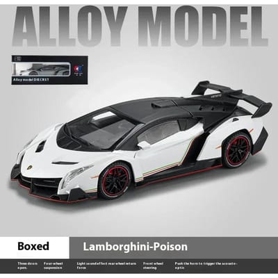 1:24 Lamborghini Poison Veneno Auto Legering Auto Diecast Metaal Model Geluid Licht Pull Back Speelgoed Verzamelen Cadeaubox Ornamenten Kinder Speelgoed