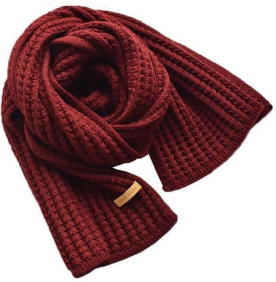 Gebreide Wollen Sjaal Donkerrood – Unisex Winter Sjaal 100% Wol – Warm & Comfortabel – 180x30 cm