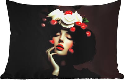 Buitenkussens - Tuin - Vrouw - Kersen - Slagroom - 50x30 cm