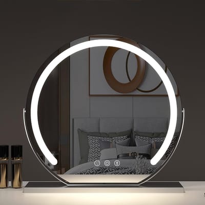 Kaptafelspiegel met Verlichting - Verlichte Make-upspiegel - Make-up Aanbrengen - 3 Kleurtemperaturen - 40cm Diameter - Zilver