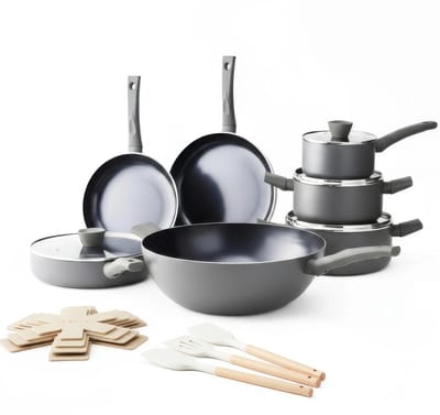 ISENVI Avon Chef Deluxe Pannenset Inductie - Keramisch - 18 Delig - PFAS, PTFE Vrij - Alle warmtebronnen