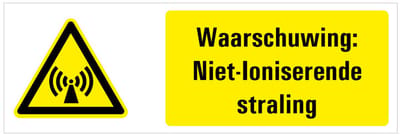 Tekstbord niet ioniserende straling - kunststof - W005 200 x 75 mm