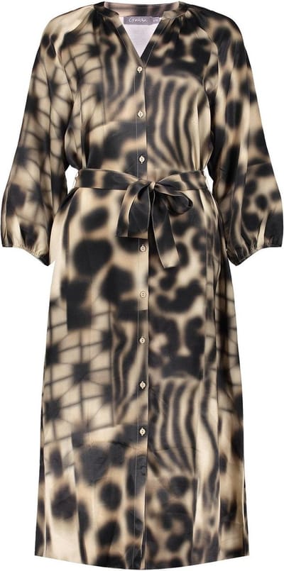 Geisha Jurk Jurk Met Print 47615 20 Sand/black Dames Maat - S